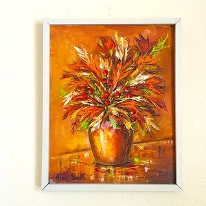 Vintage Mid-Century Still-Life Floral Oil Painting